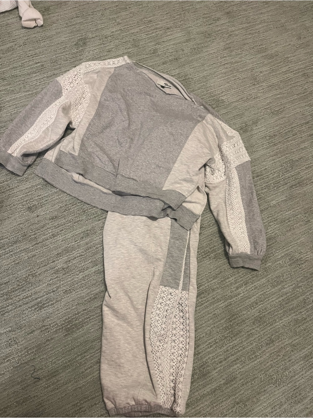 Daily Practice by Anthropologie Gray Lace Sweat Set size small